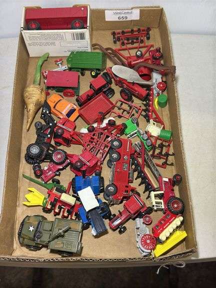 Box Lot of Farm Toys - Tractors, Implements, and More image