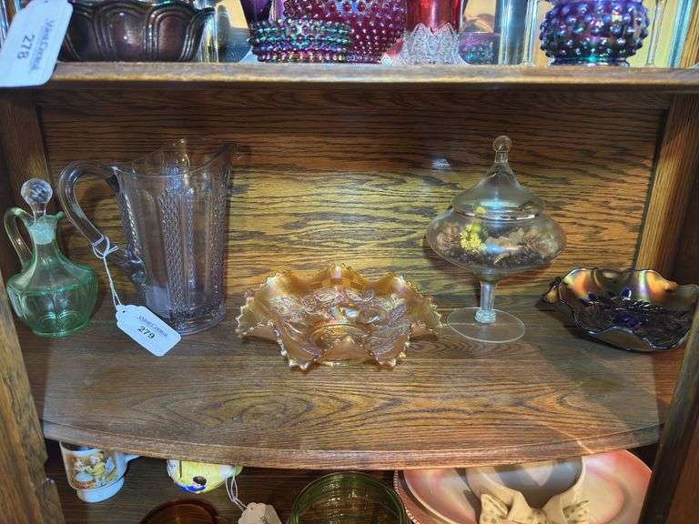Assorted Glassware - Pitcher, Bowls, and Oil Cruet image