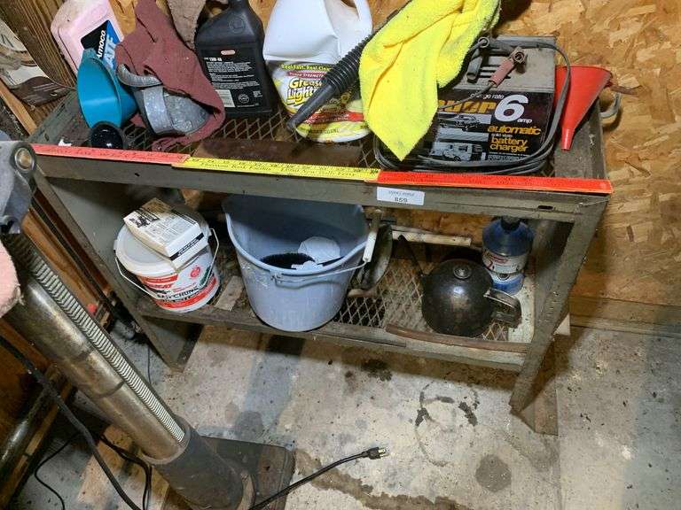 Metal Shelf with Assorted Supplies image