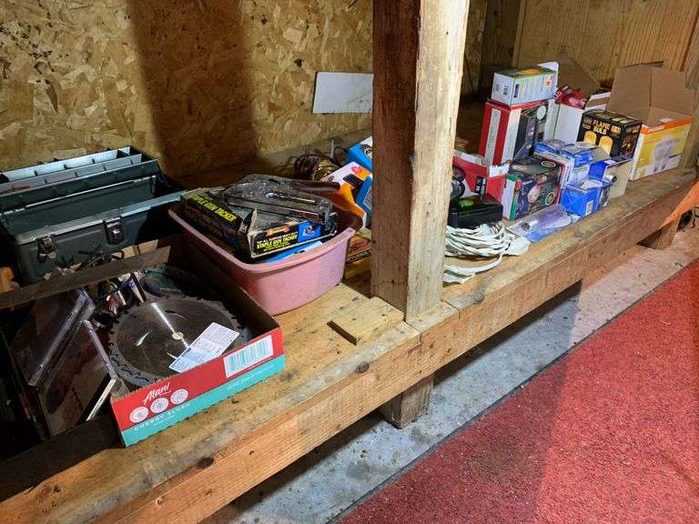 Mixed Lot of Tools, Hardware, and Light Bulbs image