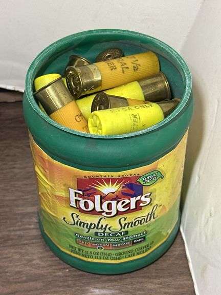 Folgers Can of Assorted 20ga Shotgun Shells - Size 7 1/2 and Others image