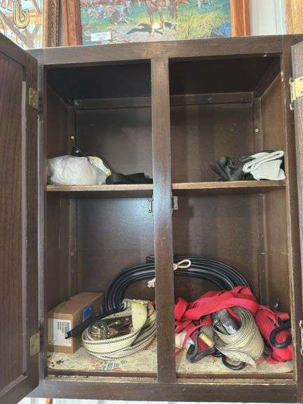 Contents of Cabinet-Ratchet Straps, Electrical Wire, Gloves and Accessories image