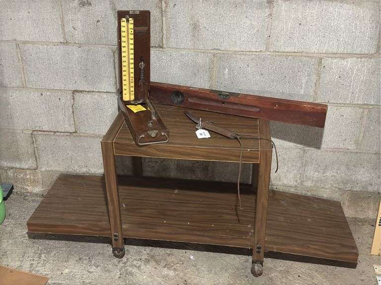 W.A. Baum Co. Desk Model Sphygmomanometer, Stanley Level, Knife and TV/Stereo Stand image