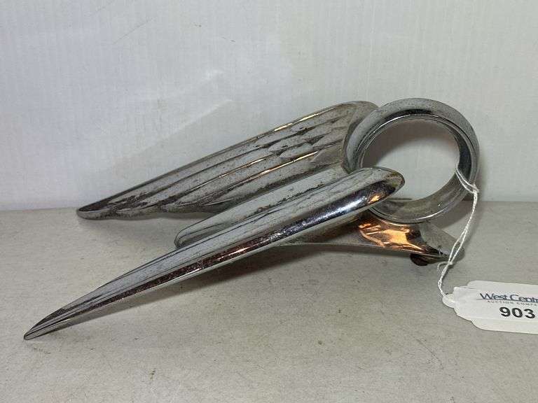 Chrome Car Hood Ornament with Winged Design image
