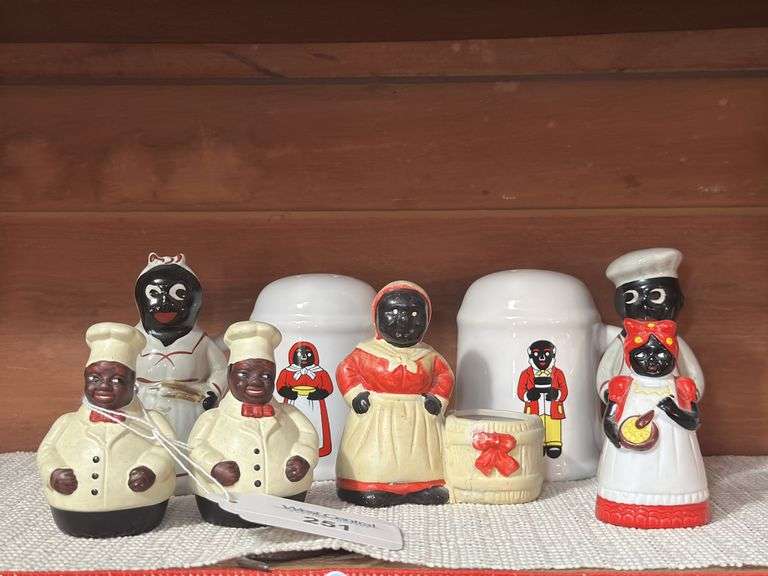 Aunt Jemima & other Figural salt & pepper shakers, Mug-Style Salt & Pepper Shakers, Bell, & more image