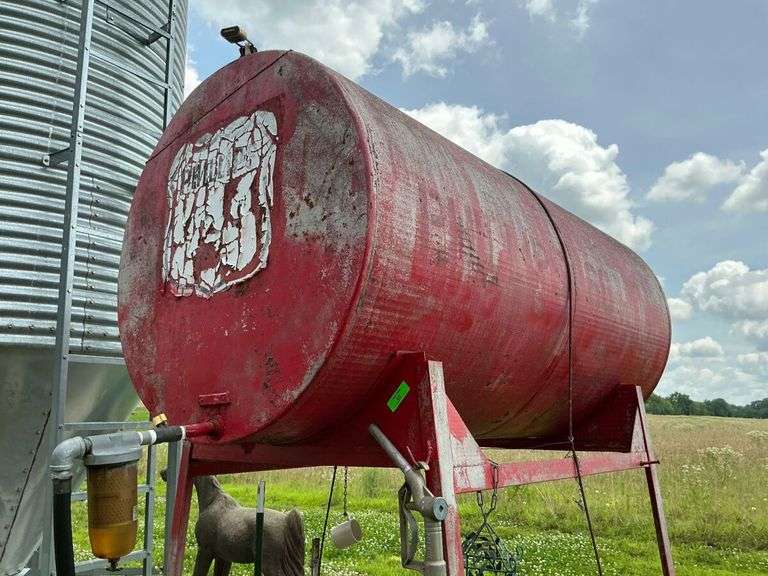 300 gallon diesel tank on stand. Has 100-200 gallons of diesel in it.