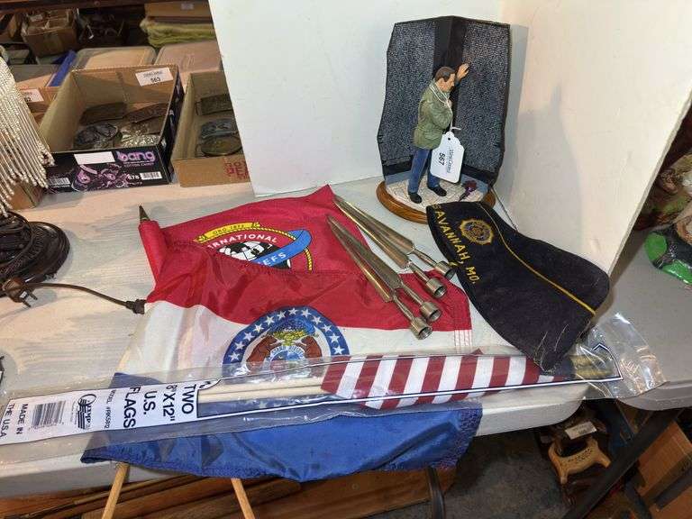 American Heroes Vietnam Wall Figurine, Flags, American Legion Cap, & Decorative Spears image