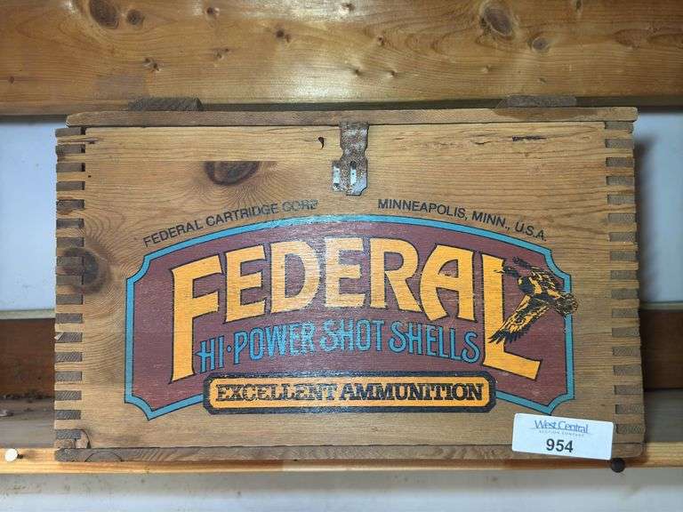 Federal Hi-Power Shot Shells Wooden Ammunition Box image