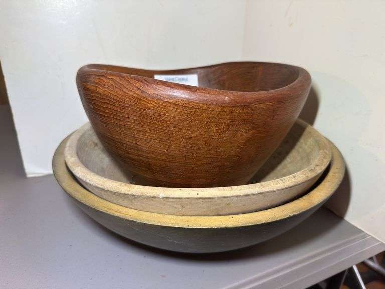 Set of 3 Hand Turned Wooden Bowls image