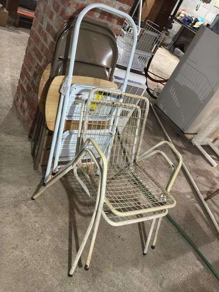 Metal Patio Chairs, Wood TV Trays, Folding Chairs and Step Stool image