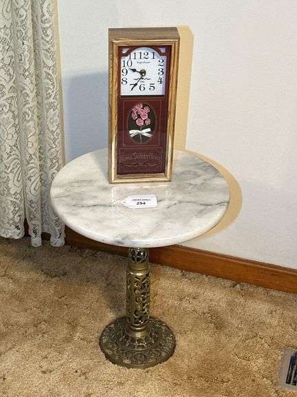 Ingraham Mantel Clock and Marble Top Table image