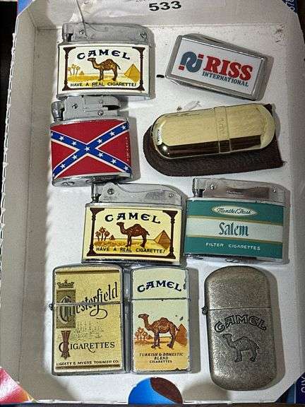 Collection of Advertising Lighters - Camel, Salem, Chesterfield, and More image