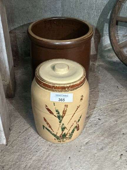 Macomb Pottery Co. #3 Stone Crock, and Misc. Crock & Lids image