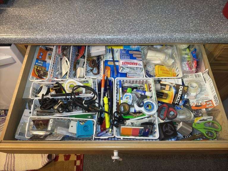 Drawer Lot of Office, Household, and Craft Supplies image