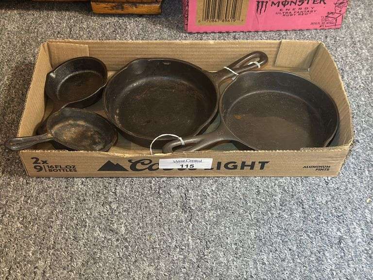 Set of Cast Iron Skillets Including Wagner and Lodge image