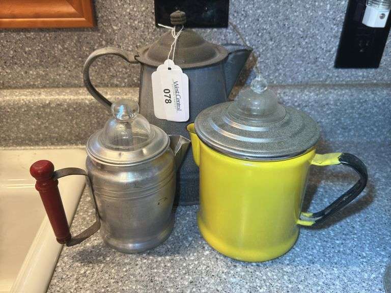 Three Coffee Pots, Including Chefstown Aluminum image