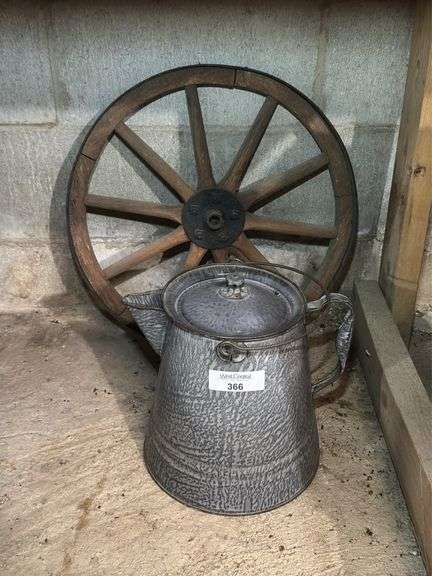 Farm Wheel and Enamelware Coffee Pot image