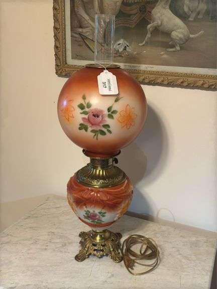Vintage Style Floral Hurricane Lamp image