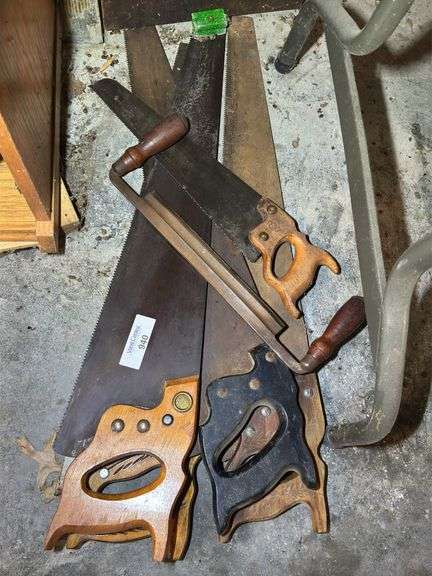 Collection of Woodworking Hand Saws and Draw Knife image
