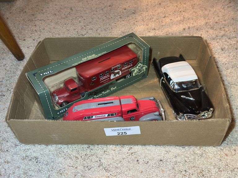 Ertl Anheuser Busch 1941 Tractor Trailer Bank, '39 Dodge Airflow Replica and 1953 Cadillac Series 62 Diecast Cars image