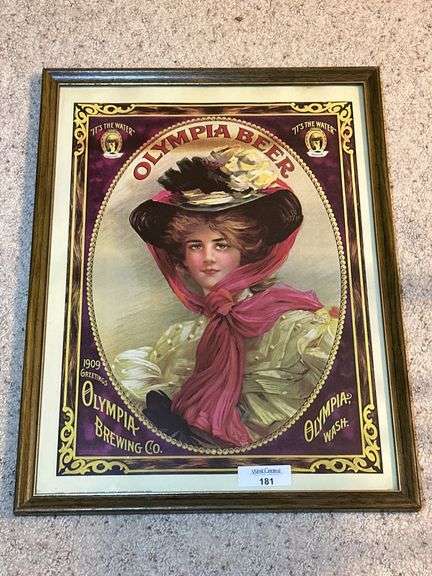 Framed Olympia Beer Advertising Print image