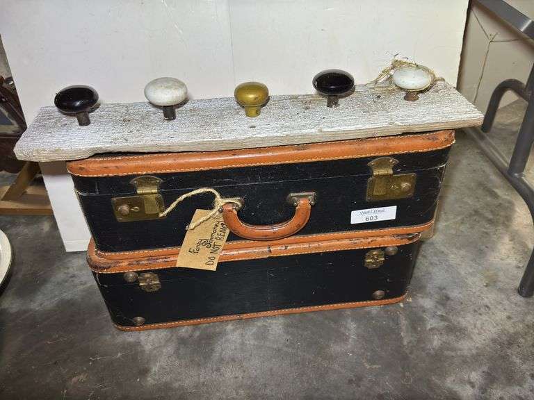 Decorative Suitcase Shelves with Coat Rack image