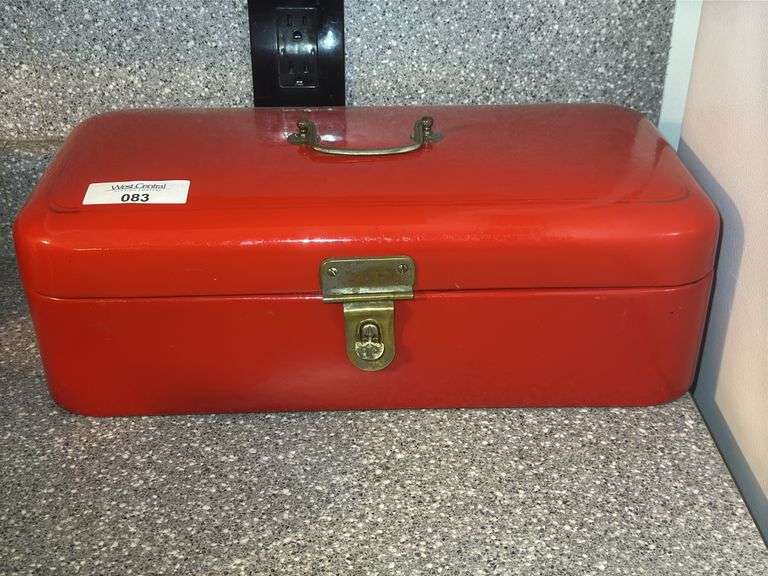 Red Enamel Bread Bin image