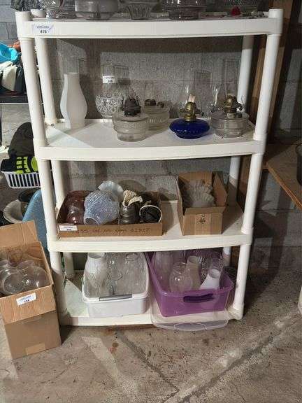 Two White Plastic Shelving Units NO CONTENTS image