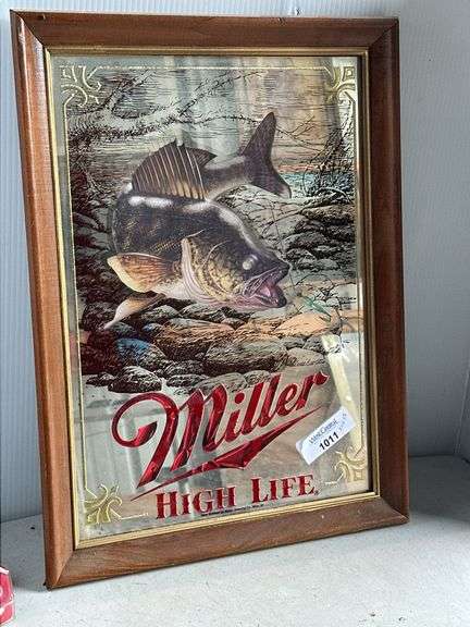 Miller High Life Fishing Scene Framed Mirror image