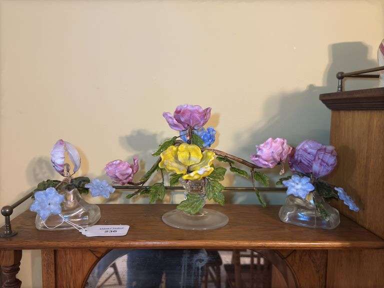 Three Assorted Glass Flower Bouquets image