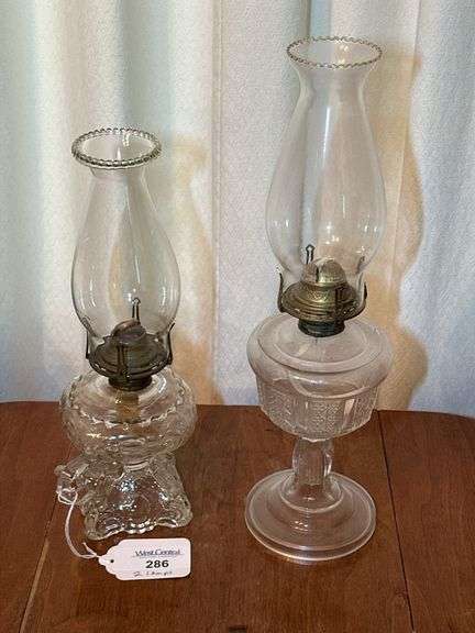 Pair of Clear Glass Kerosene Lamps image