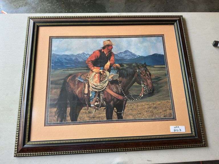 Framed Cowboy and Horse Print by Craig Tennant image