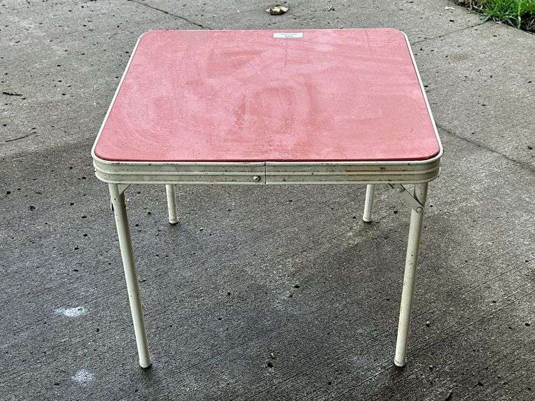 Small Folding Card Table with Red Top image