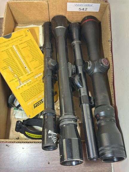 Lot of Rifle Scopes Including Deerfield 3-9X32, Weaver Scope Guide, and More image