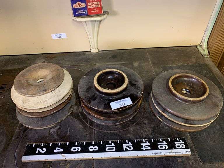 Collection of Antique Wood and Ceramic Crock/Churn lids image