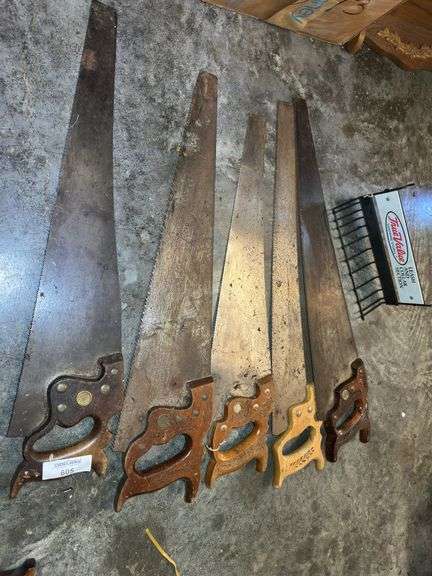 Lot of Six Hand Saws Including Disston, Atkins and Wanted Superior image
