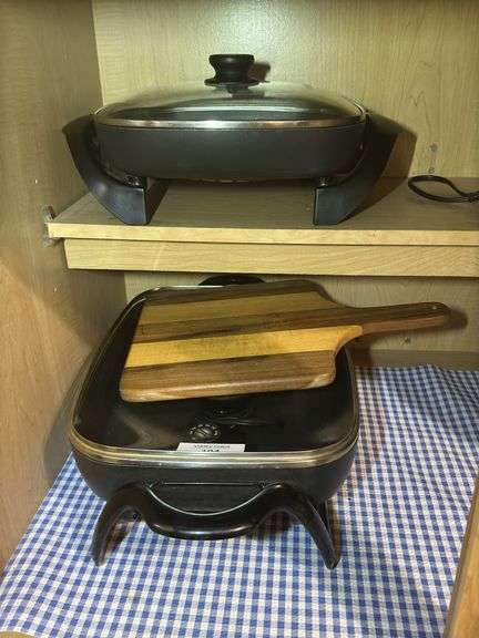 Presto & Black and Decker Electric Skillets and Wooden Cutting Board image