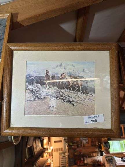 Framed Print of a Native American and Horse image