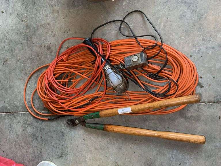 Extension Cord, Utility Light, and Hedge Trimmers image