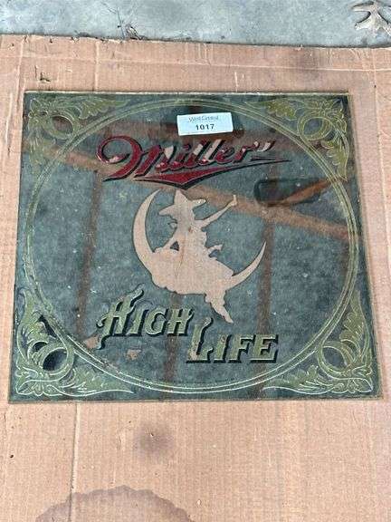1979 Miller High Life Beer Mirror Sign, Flaking on the back of item image