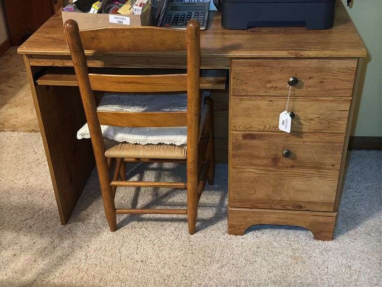 Wooden Desk with Chair DESK AND CHAIR ONLY NO CONTENTS image