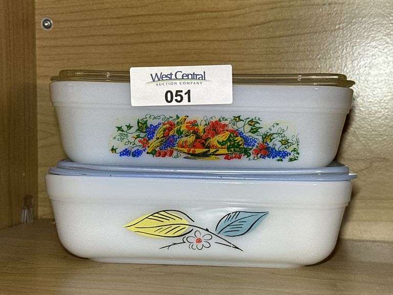 Two Fire King Refrigerator Dishes with Lids image