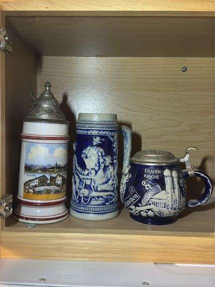 Three Decorative German Beer Steins image