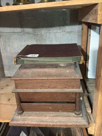 Columbia Grafonola in Cabinet with Record Albums image