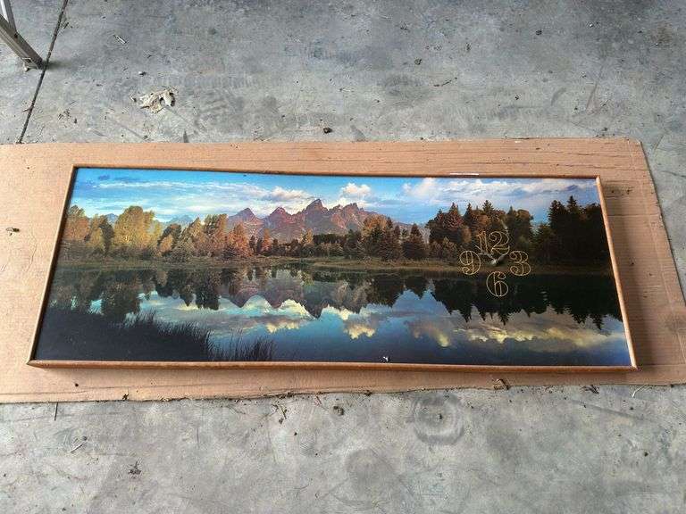 Mountain Lake Scene Framed Wall Clock image