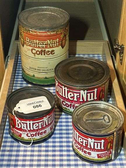 Group of Four Butter-Nut Coffee Cans image