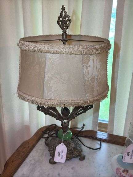 Decorative Table Lamp with Fabric Shade and Art Deco Base image