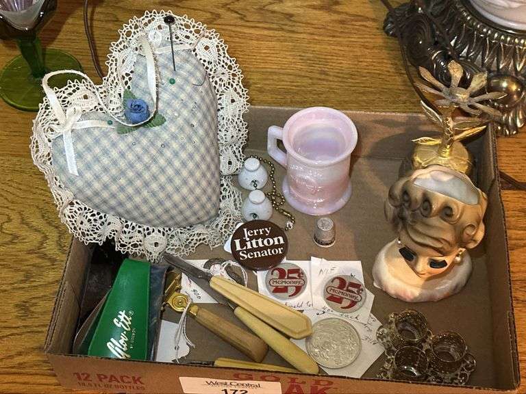 Collectibles: Pin Cushion, Toothpick Holder, Senator Button, Shoe Horns image