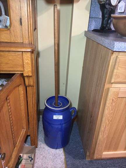 Cobalt Blue Butter Churn with Dasher image