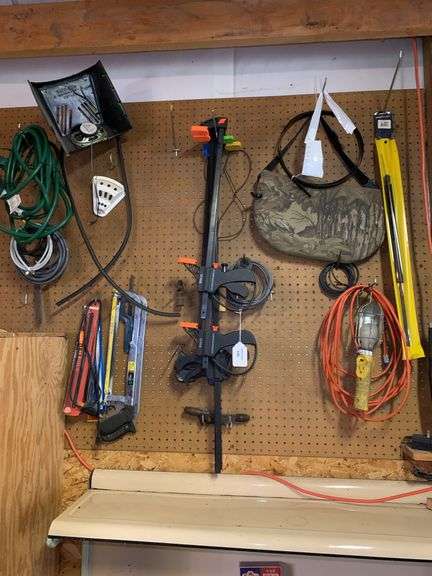 Assorted Tools: Clamps, Saws, Cords, Work Light & More image